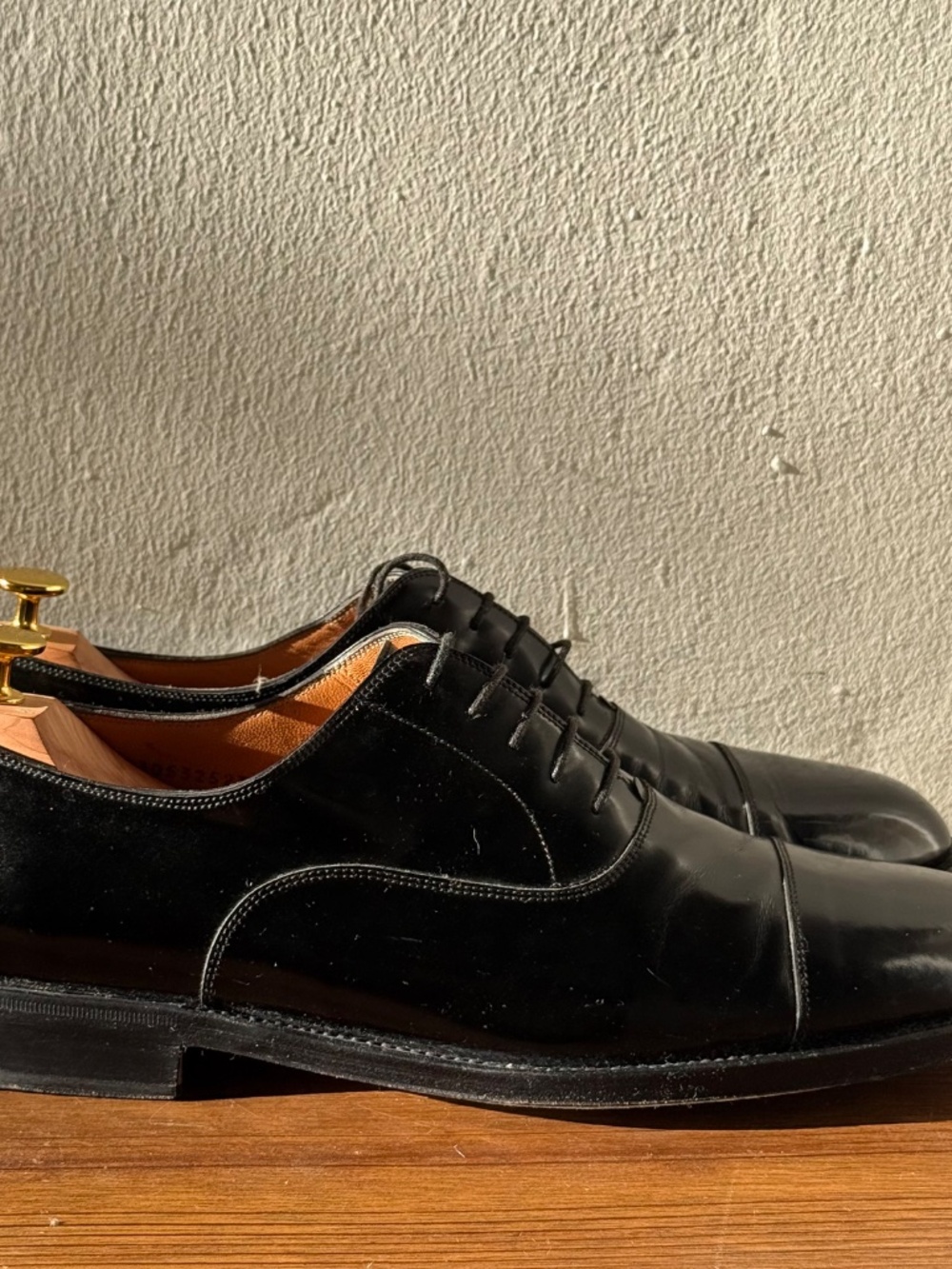 Salvatore Ferragamo Black Patent Leather Cap Toe Oxford Dress Shoes Mens Size 13 - Picture 4 of 9